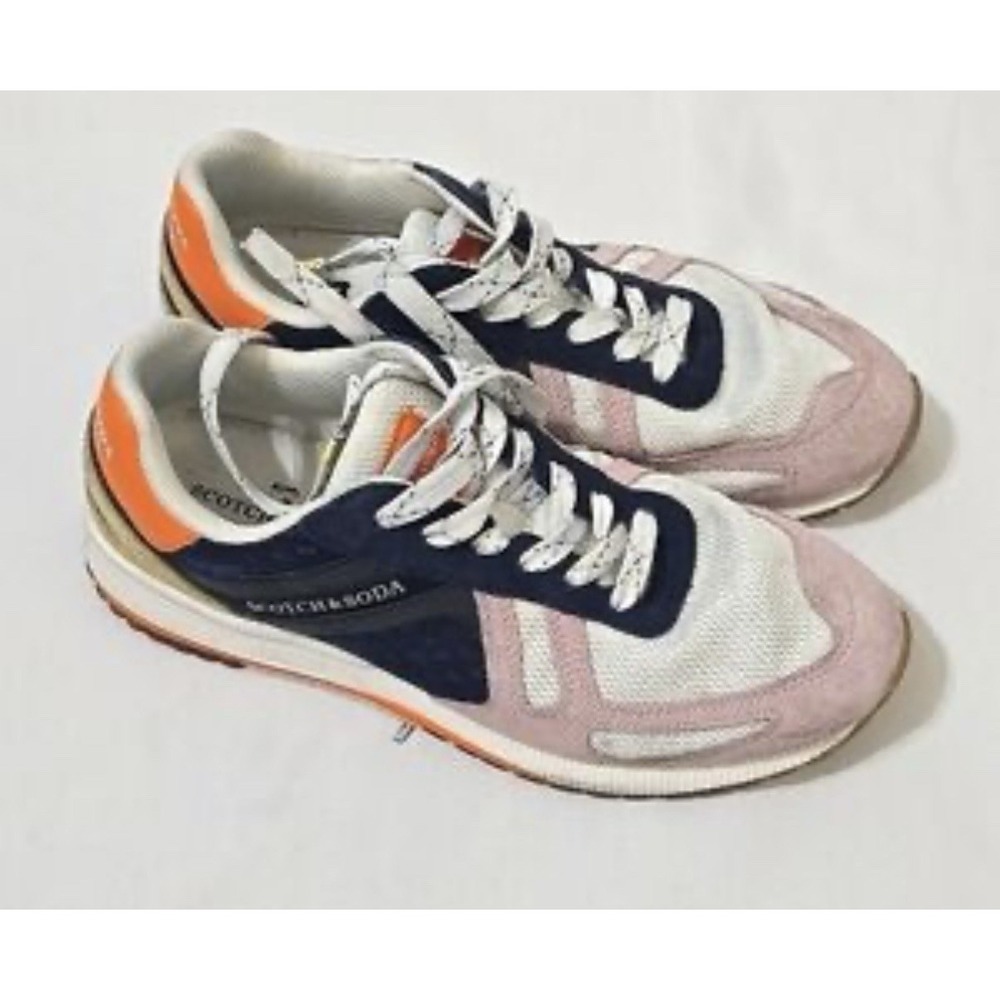 Scotch & Soda Celest Rose And Brown Suede, Orange, Blue, White Sneakers Size 7